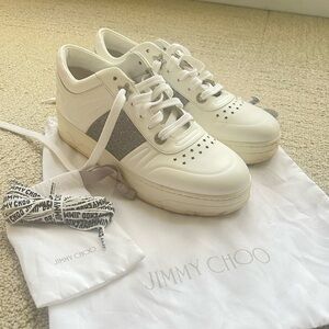 Jimmy Choo Hawaii Low-Top Platform Glitter Sneakers – Size 40